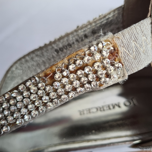 JO MERCER Size 6 Women's Silver Diamontes Leather Strappy Sandals Flats - Picture 12 of 16